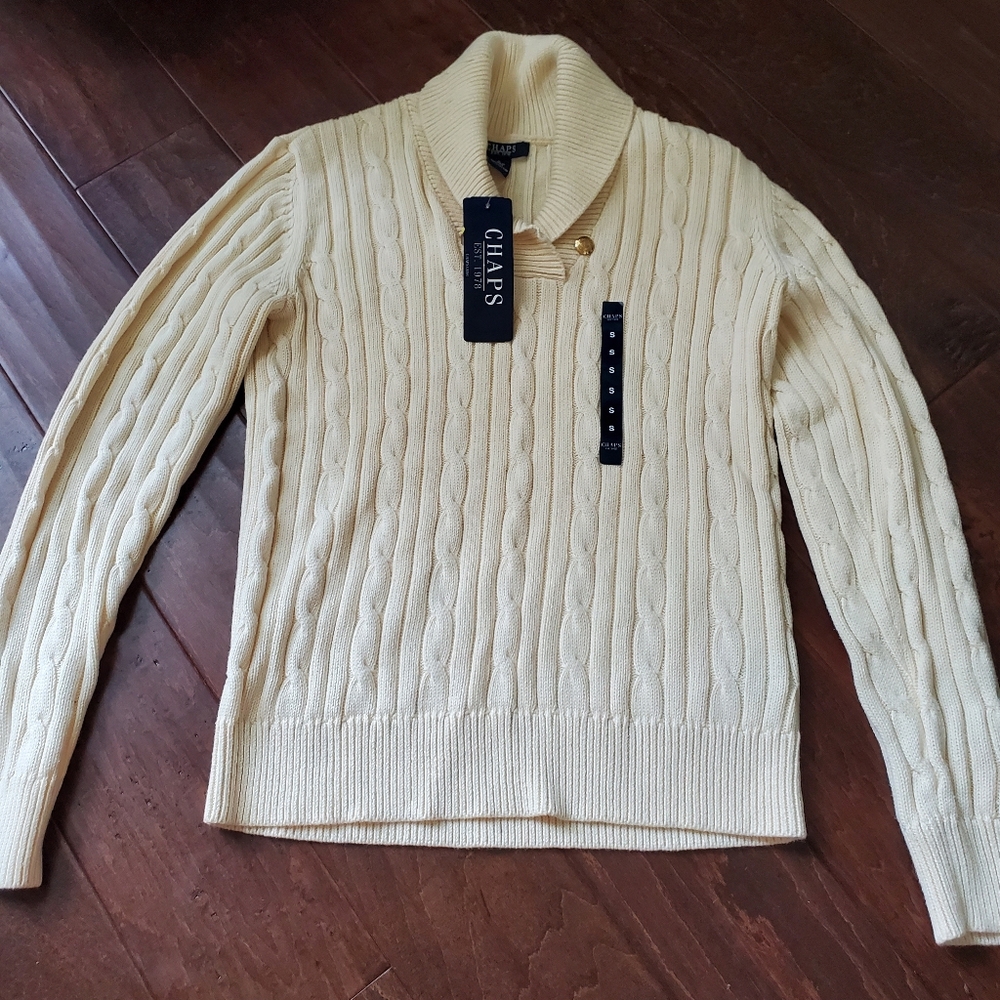 Chaps Ivory Cable Knit Pullover